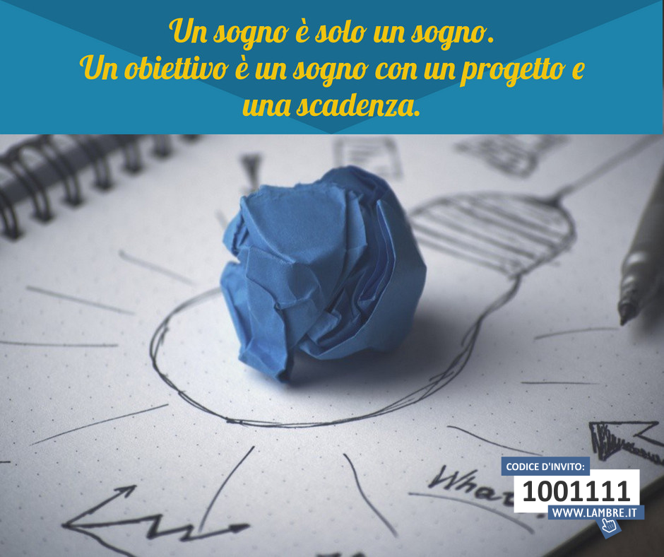Un obiettivo è un sogno con un progetto e una scadenza.